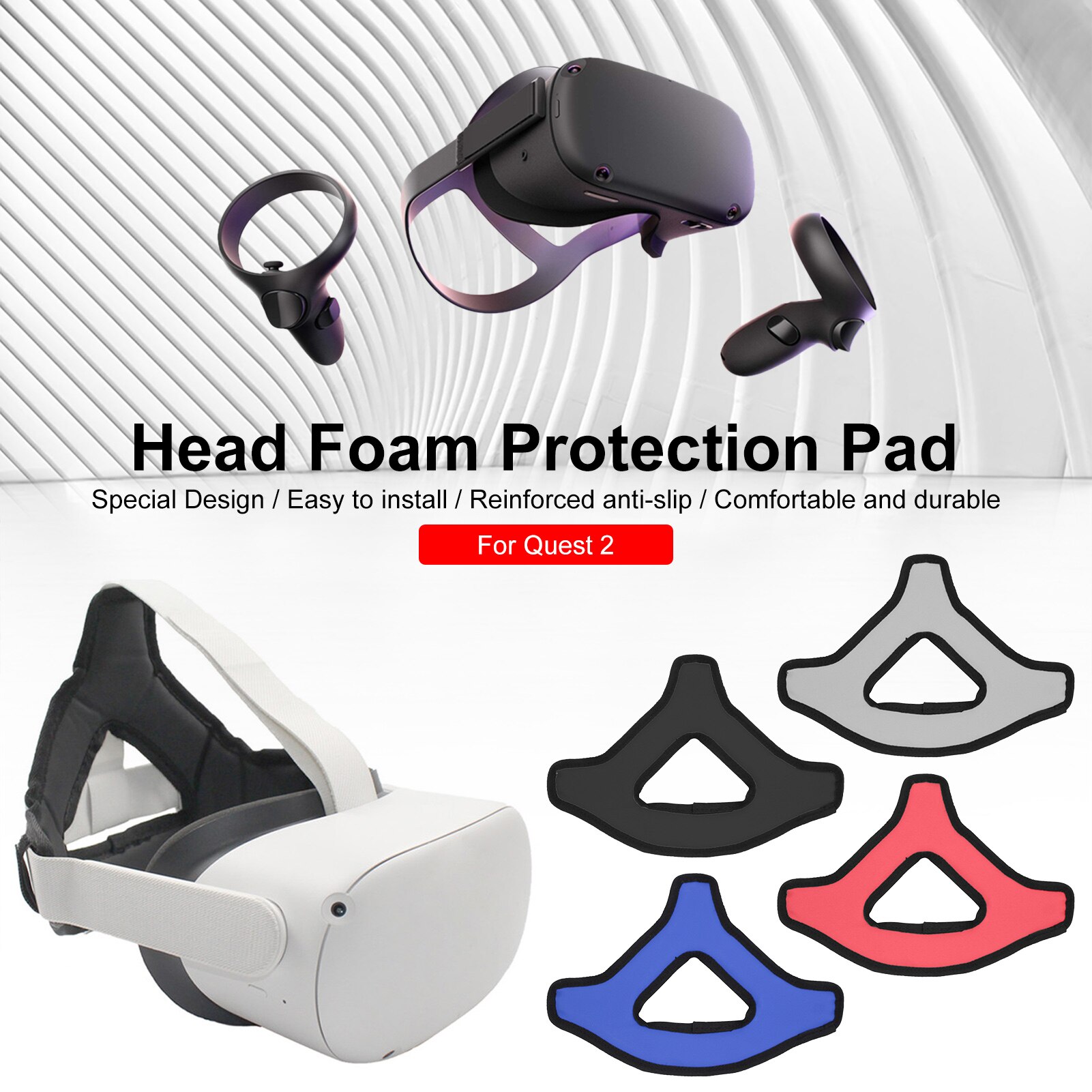 Vr-headset-kopfpolster, kopfbandriemen für oculus quest 2 helm, druckentlastender kopfriemen, schaumstoffpolster, vr-zubehör