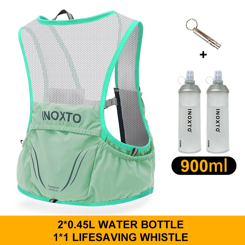 Inoxto Lichtgewicht Running Rugzak Hydratatie Vest, Geschikt Voor Fiets Marathon Wandelen, ultra-Licht En Draagbare 2.5L: green 450ml