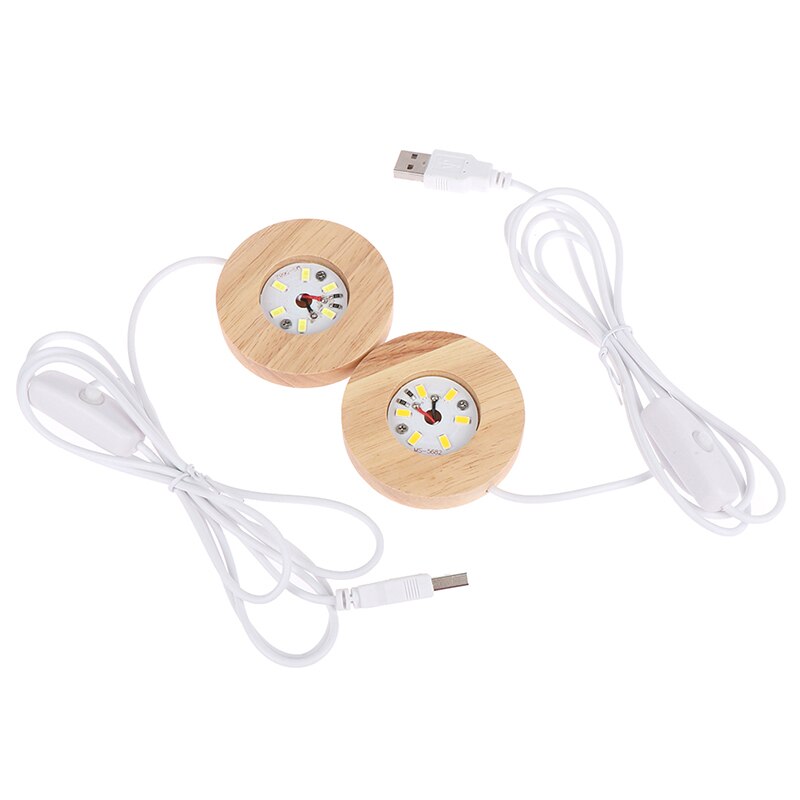 Handmade Resin Art Wood LED Light Dispaly Base Crystal Glass Resin Art Ornament Wooden Night Lighted Base Stand Crafts