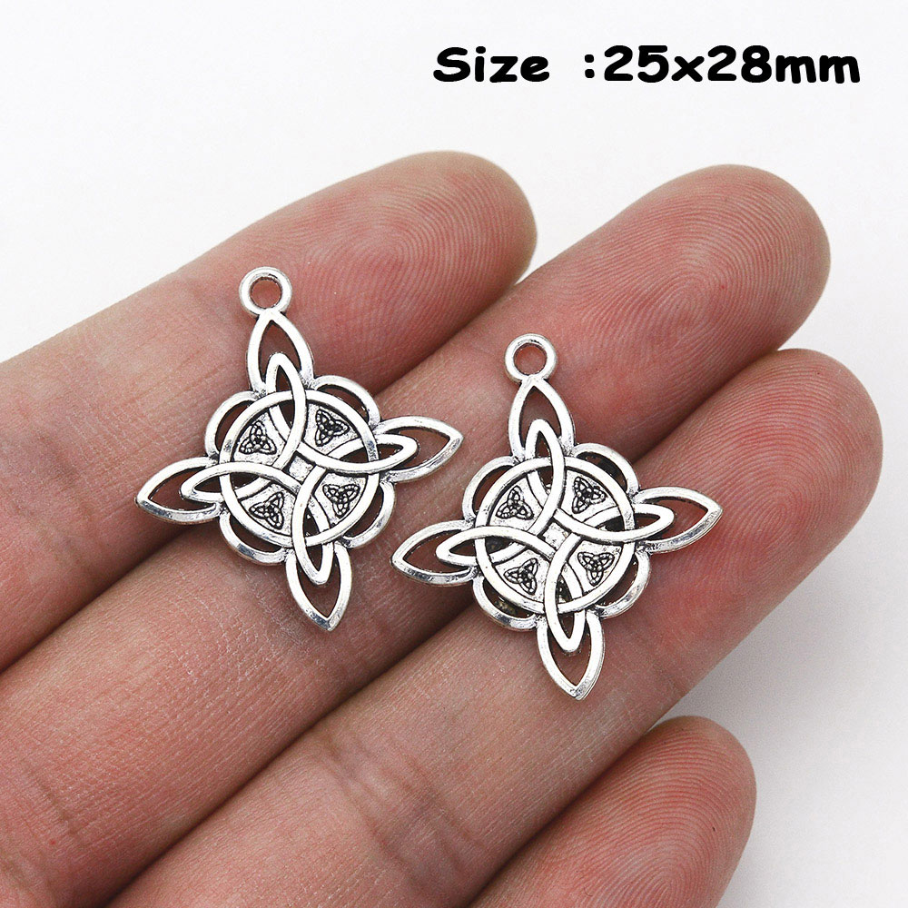 12/20pz Misto Amuleti di Protezione Celtica Pendenti e Ciondoli Wiccan Nodo della Strega Stregoneria Irlandese Pendenti Fai Da Te Orecchino Creazione di Gioielli Forniture: Rhodium d'imitazione placcato