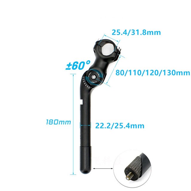 Einstellbare Winkel Fahrrad Stengel Fahrrad Feder Vorbau Rennrad Vorbau Fahrrad Lenker Vorbau 80-130mm Gabel Stengel Adapter Fahrrad Teil: 25 4 31 8 80mm