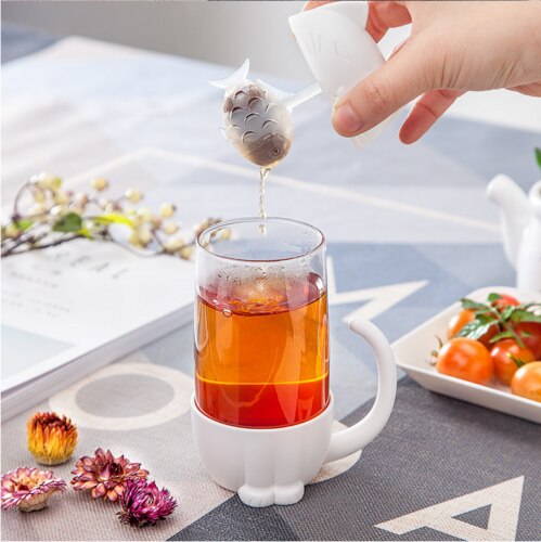 Taza de café o té AA para infusiones de gato, tetera de vidrio, tazas con bolsas de té para parejas, colador de té, utensilios para filtro de cocina