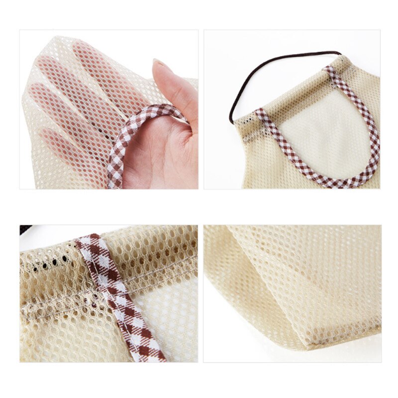 Bolsa de almacenamiento de verduras reutilizable Beige para frutas y Malla lavable, comida, cocina, compras