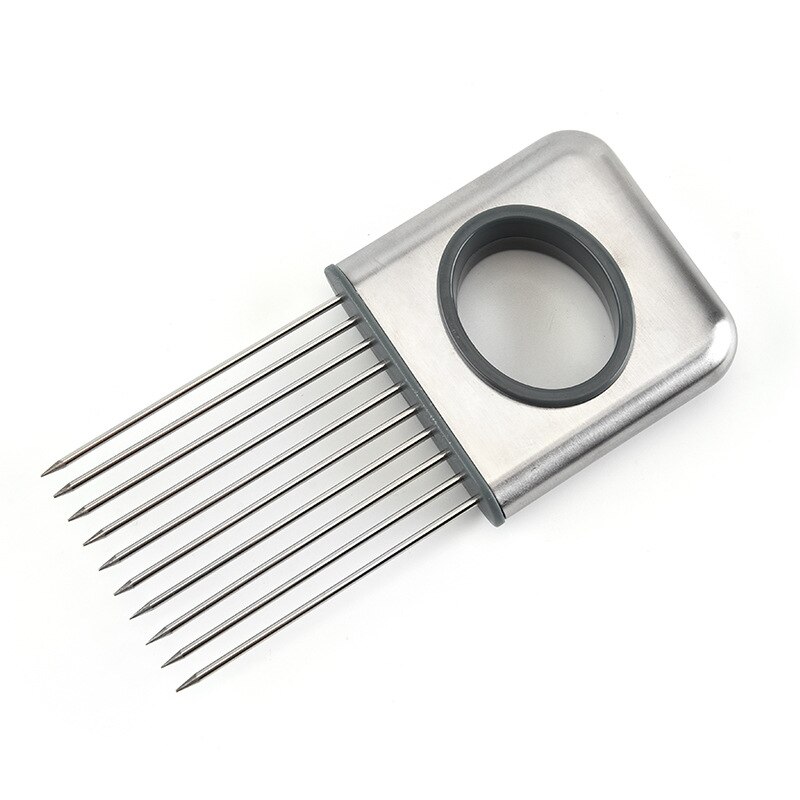 Onion Fork Slicer Stainless Steel Loose Meat Needle Tomato Potato Vegetables Fruit Cutter Safe Aid Tool Kitchen Gadgets: light green
