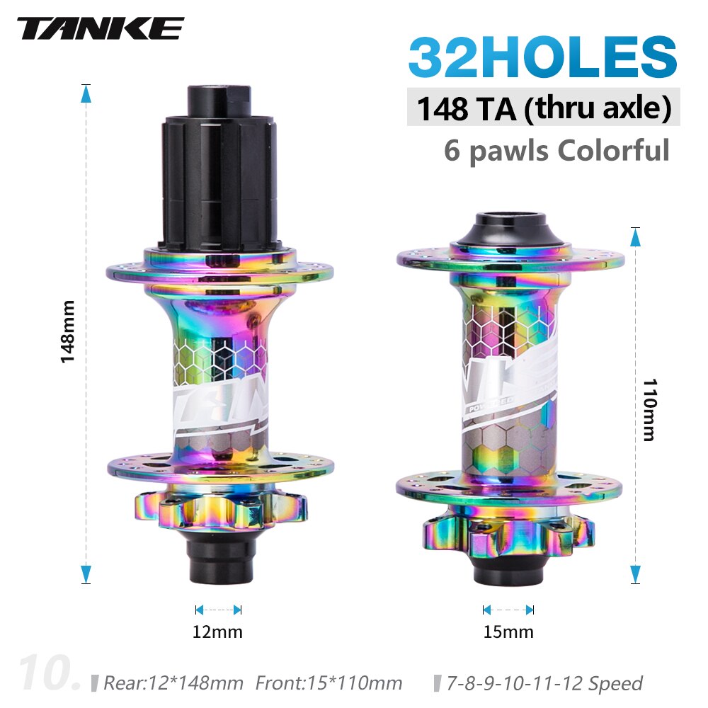 TANKE 32 hub 36 Holes MTB Bike 6 pawls 6 bearing hubs for 7 8 9 10 11 12s speed cassette frewheel aluminum alloy 142 boost 148