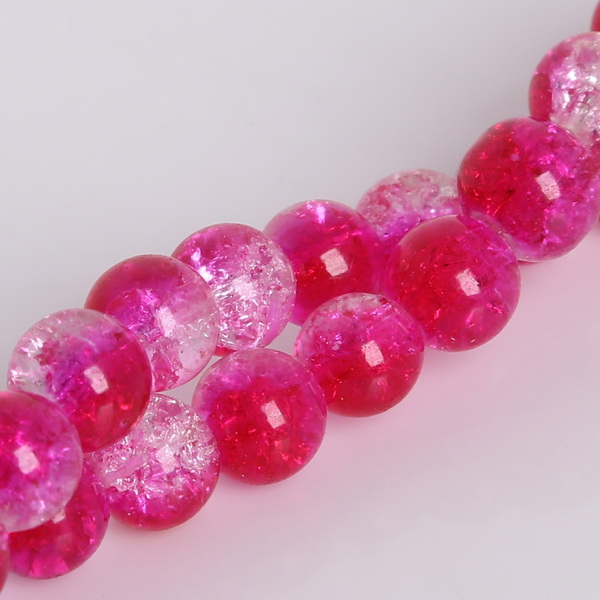 Round Glass Crackle 8mm Loose Beads 50pcs 1 String Fit Handmade Bracelet Necklace DIY Craft Making Good Jewelry: Red