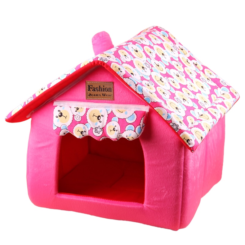 Niche pliable en forme de dessin animé | Lit pour chien, niche pour animal de compagnie, nid de chiot, niche maison pour animal de compagnie, rouge vert jaune bleu,
