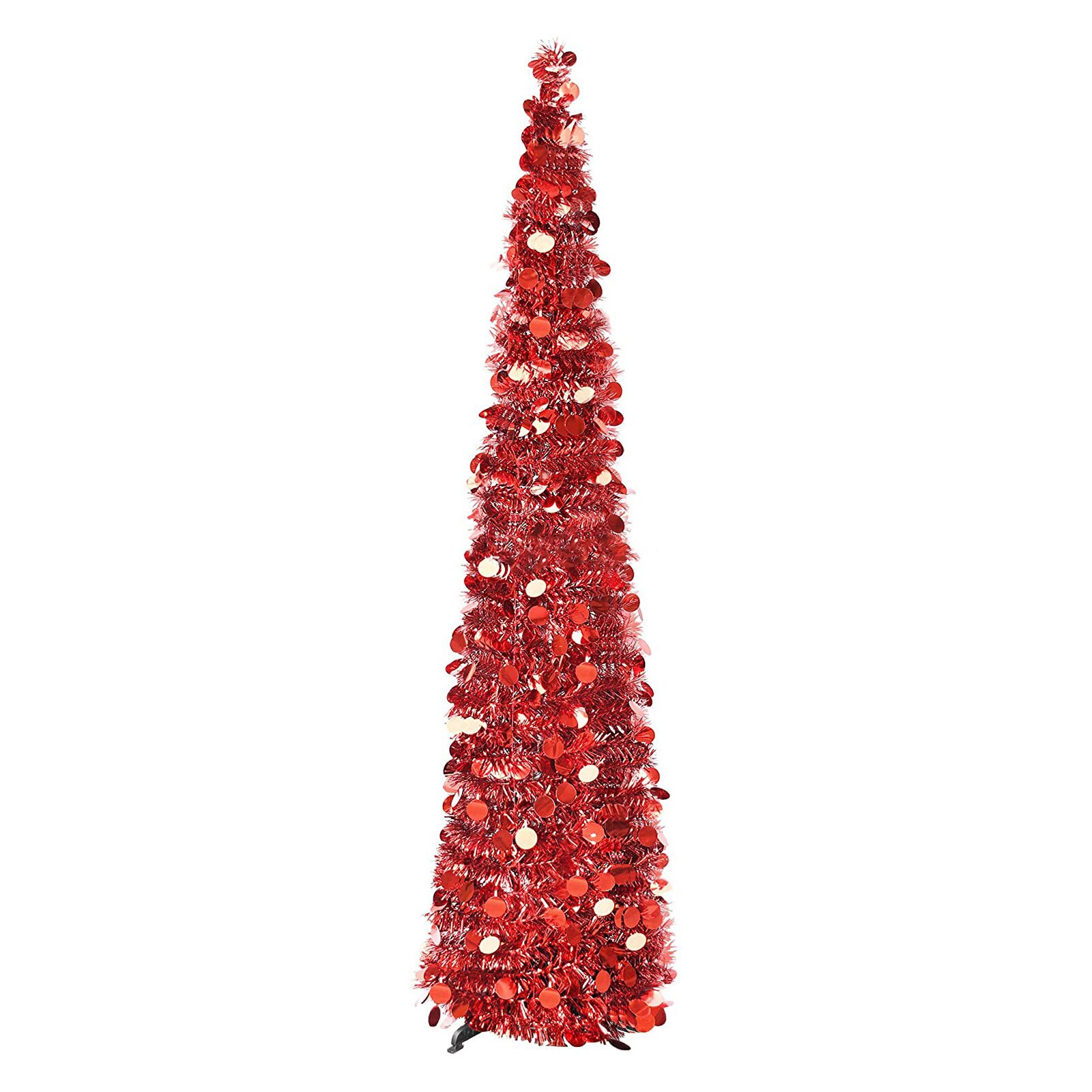 Grand arbre mince de noël pliable en PVC, fournitures de festival pour appartement, bureau, boutique, décoration de , de noël: Red-