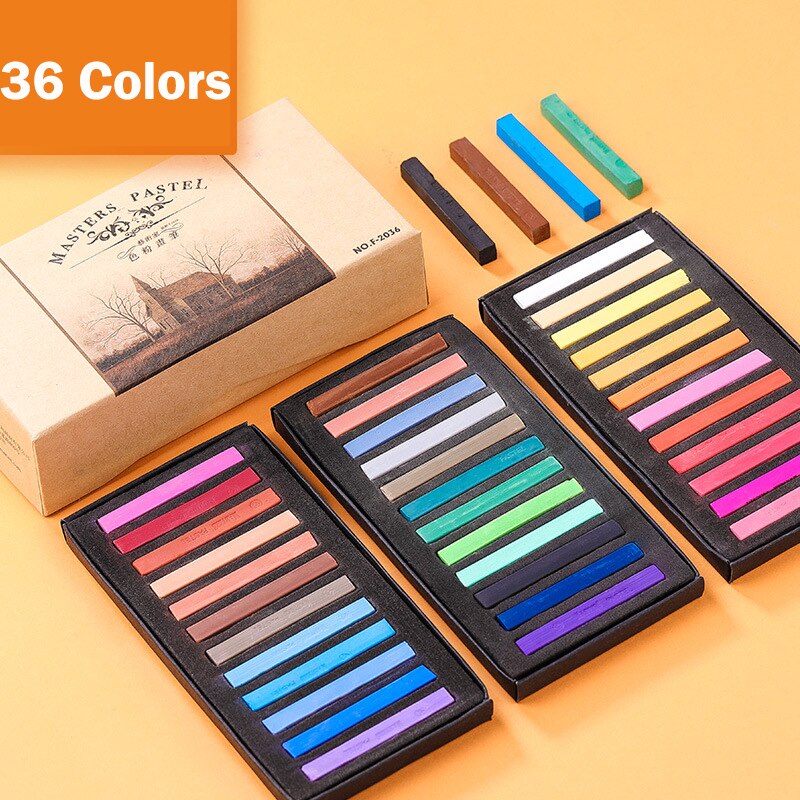 Marie&#39;s Painting Crayons Soft Pastel Set Square Pastels Chalks Square Artist Pastel Set Box of 12/24/36/48 Assorted Colors: 36 Colors