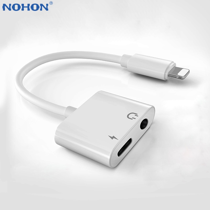 Snel Opladen 3.5Mm Jack Koptelefoon Audio Splitter Wisselaar Kabel Voor Iphone X Xs Max Xr 7 8 plus Connector Draad Koord