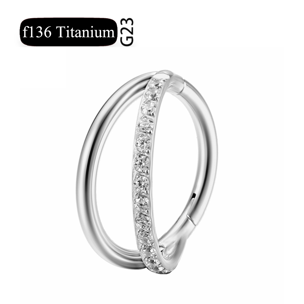 F136 Titanium 16G Scharnierend Segment Neusring Zc Septum Clicker Daith Oorbellen Hoepel Oor Kraakbeen Tragus Helix Piercing Sieraden: Rood / Licht Geel Goud Kleur