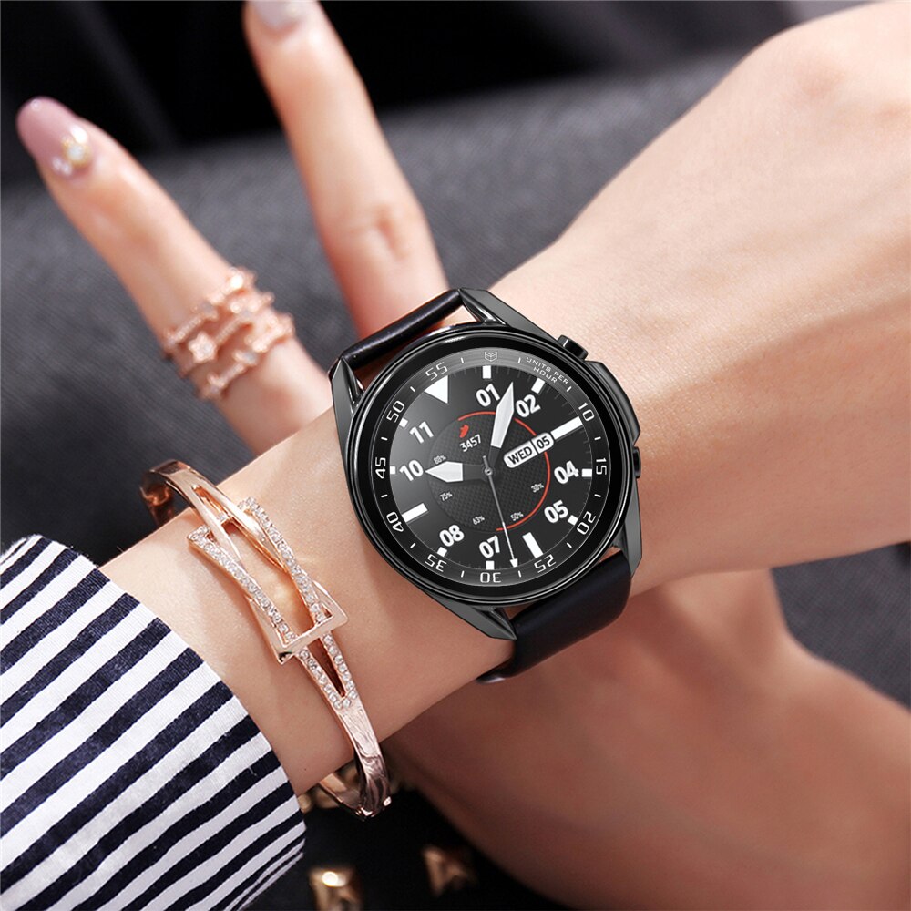 Funda + anillo bisel para samsung galaxy watch 3 45mm 41mm fundas y bisel loop para galaxy watch 3 funda bisel cubierta 45mm 41mm parachoques