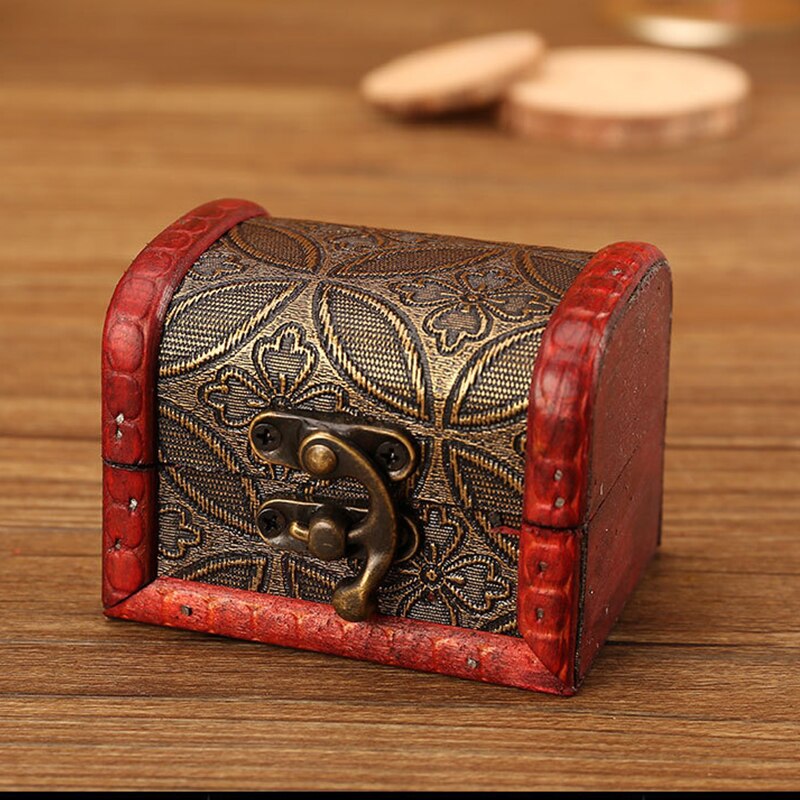 Retro Kleine Houten Opbergdoos Met Slot Bloem Patroon Sieraden Armband Make Holder Organizer Box Sieraden Schat Borst Case: F