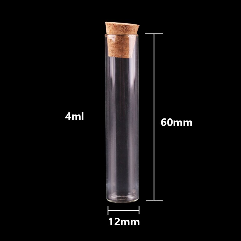 100 stücke 12*60mm 4 ml Mini Glas Reagenzglas mit Korken Flaschen Gläser Fläschchen Behälter DIY handwerk