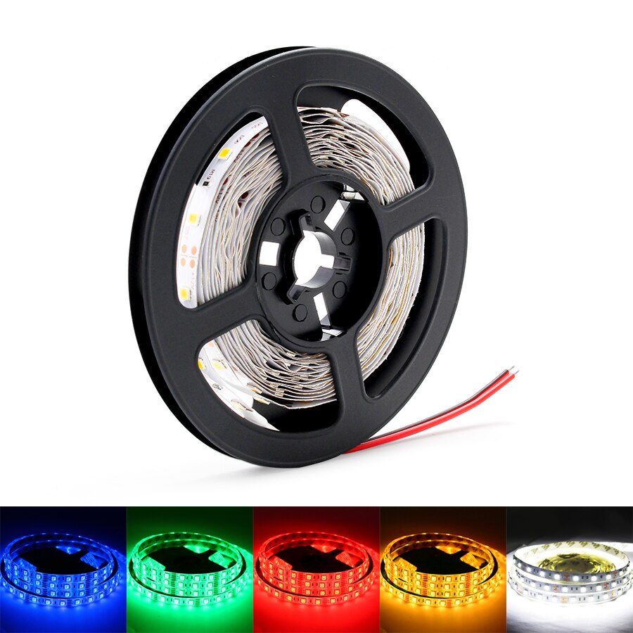 12V luces LED 12V LED tira RGB 2835 cinta de luz LED RGB NO impermeable 5M 12V 60LEDs RGB tira de cinta Flexible de TV de fondo