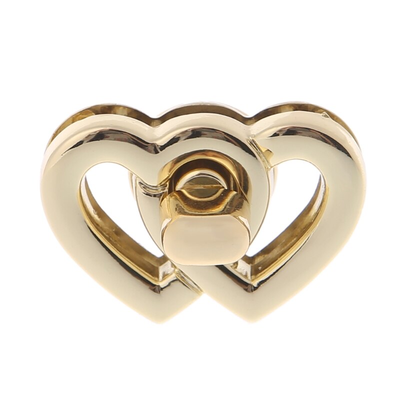 THINKTHENDO Metal Heart Clasp Buckles Turn Lock Twist Locks For Handbag Bag Purse Craft Gold DIY Bag Accessories