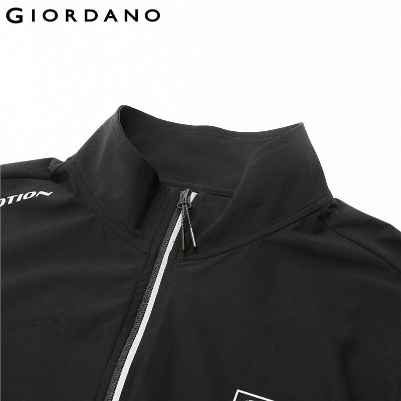 Giordano-chaqueta con cuello levantado para hombre, con estampado de G-MOTION, bolsillos delanteros y cremallera, informal, negra, 01071675