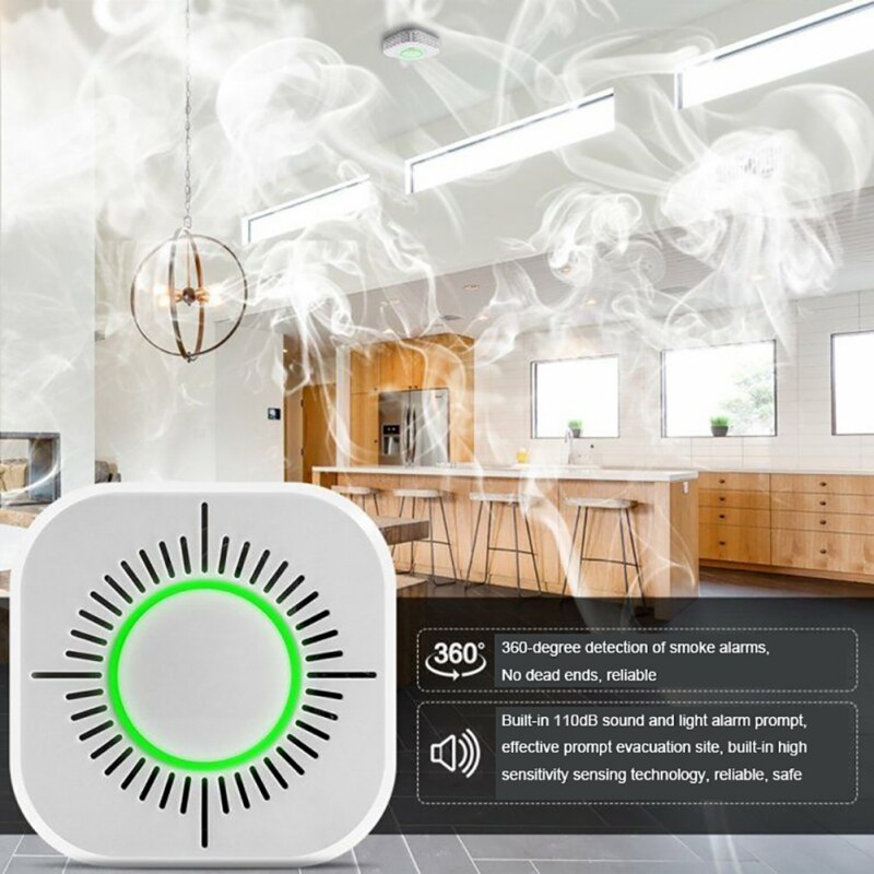 Fire Detection Smoke Detector Security Alarm System Sound And Light Alarm Battery Operated for School Factory Hotel