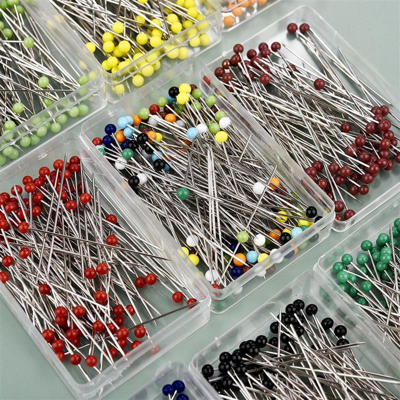 100 stks/doos 38mm Naaispelden Glazen Hoofd Kleermakerij Pins Quilten Pins Parel Hoofden Voor DIY Borduren Naaien Positionering Gereedschap