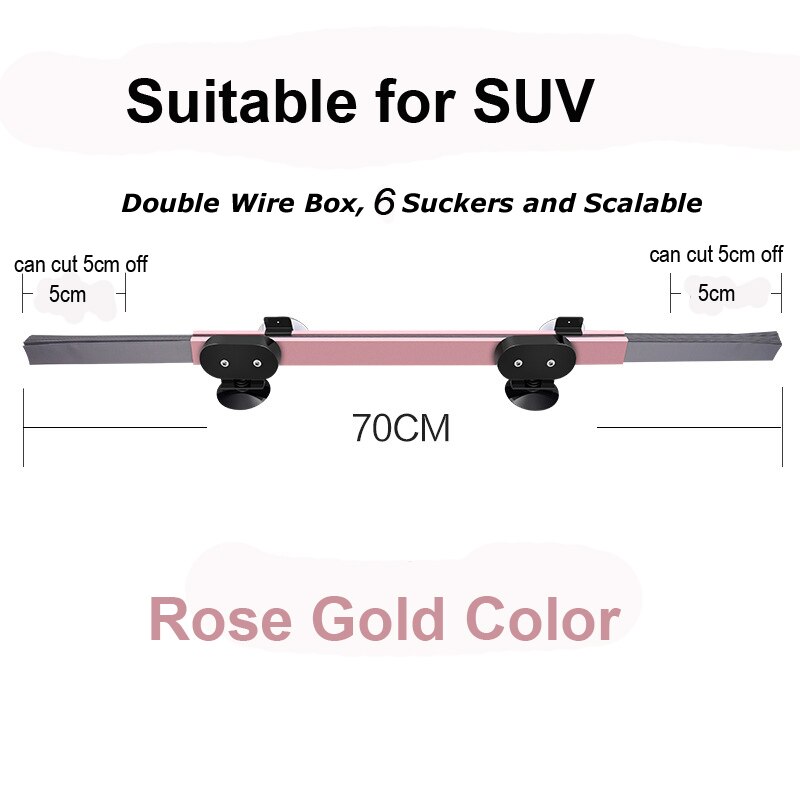 Suv vrachtwagen auto voorruit intrekbare zonneklep achterruit zonneklep blind zonneklep warmte-isolatie uv-gordijn 46/65/70cm: Roségoud dubbel 70cm