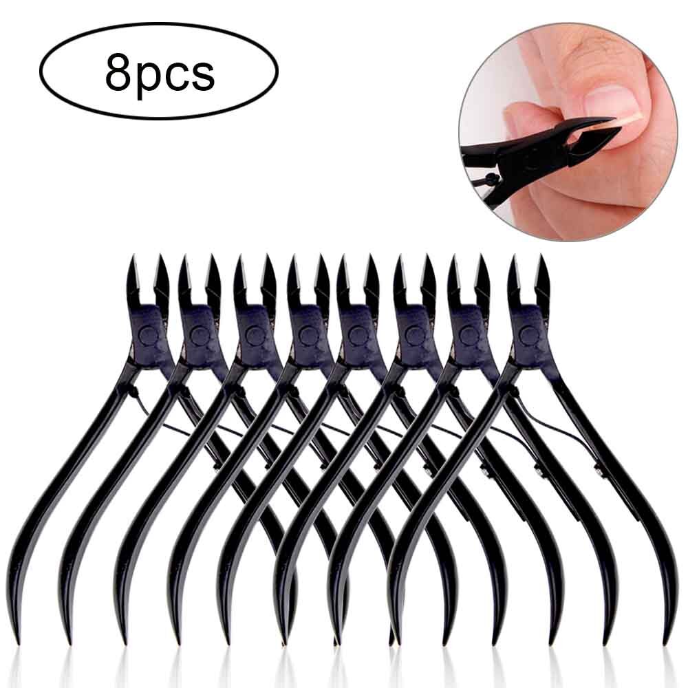Nail Art 4/8/12pcs Nail Cuticle Nipper Clipper Manicure Pedicure Stainless Steel Toenail Ingrown Edge Cutter Dead Skin Remover: 8pcs Black