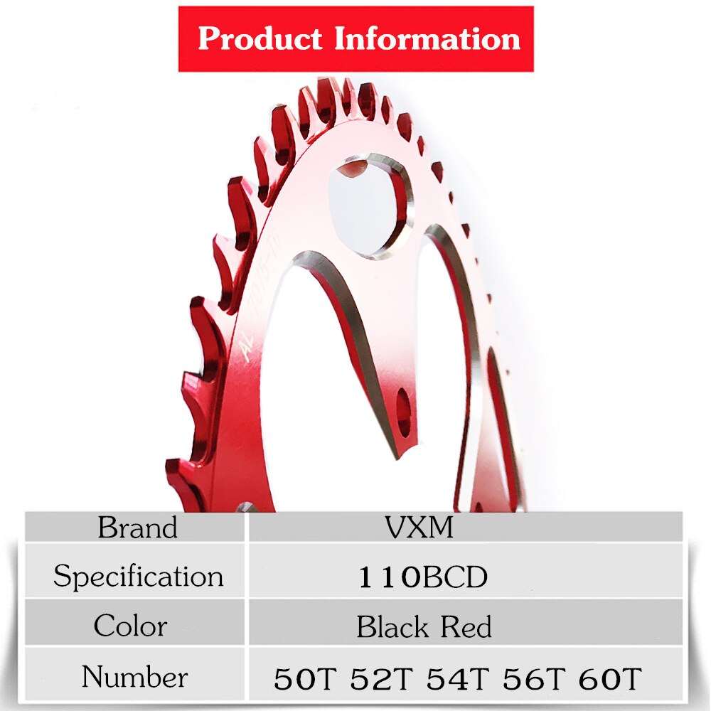 Vxm racefiets 110 bcd crank 50t 52t 54t 56t 58t kettingblad legering ultralicht klim power kettingblad plaat fietsonderdelen