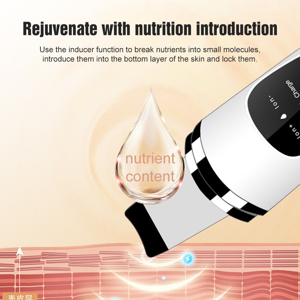 Ultrasonic Skin Scrubber Deep Face Cleaner Machine Dirt Blackhead Removal Facial Lifting Peeling Reduce Wrinkles Skin Scrubber