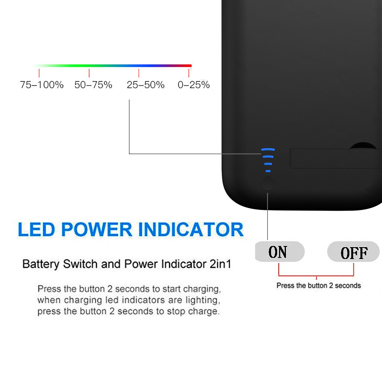 Portable Security Quick Charging Mobile Phone For Iphone 12 Pro 6.1inch Battery Case 5000mAh Extended Charger Power Cover