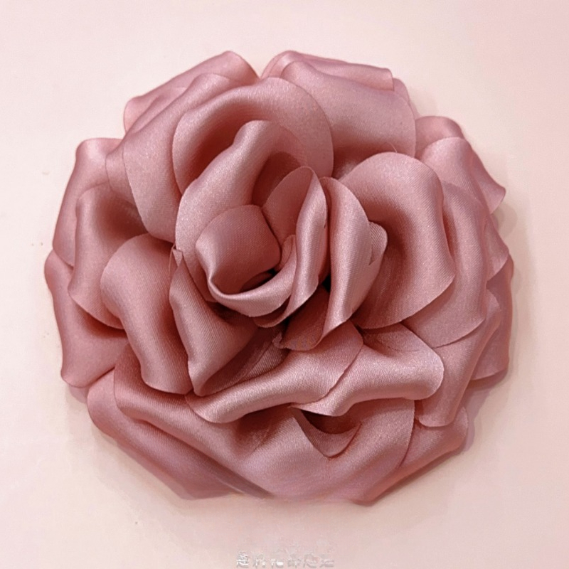 Broche de flor rosa de tela hecho a mano de 11CM, alfileres de solapa de ramillete de coreana para mujer, accesorios, joyería para y boda