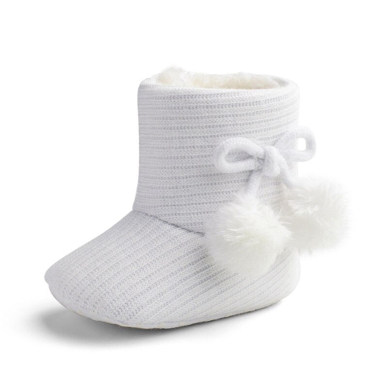 Botas abrigadas de otoño e invierno para bebé, zapatos para caminar de sólidos para bebé, botas sólidas de para niños pequeños: White-B