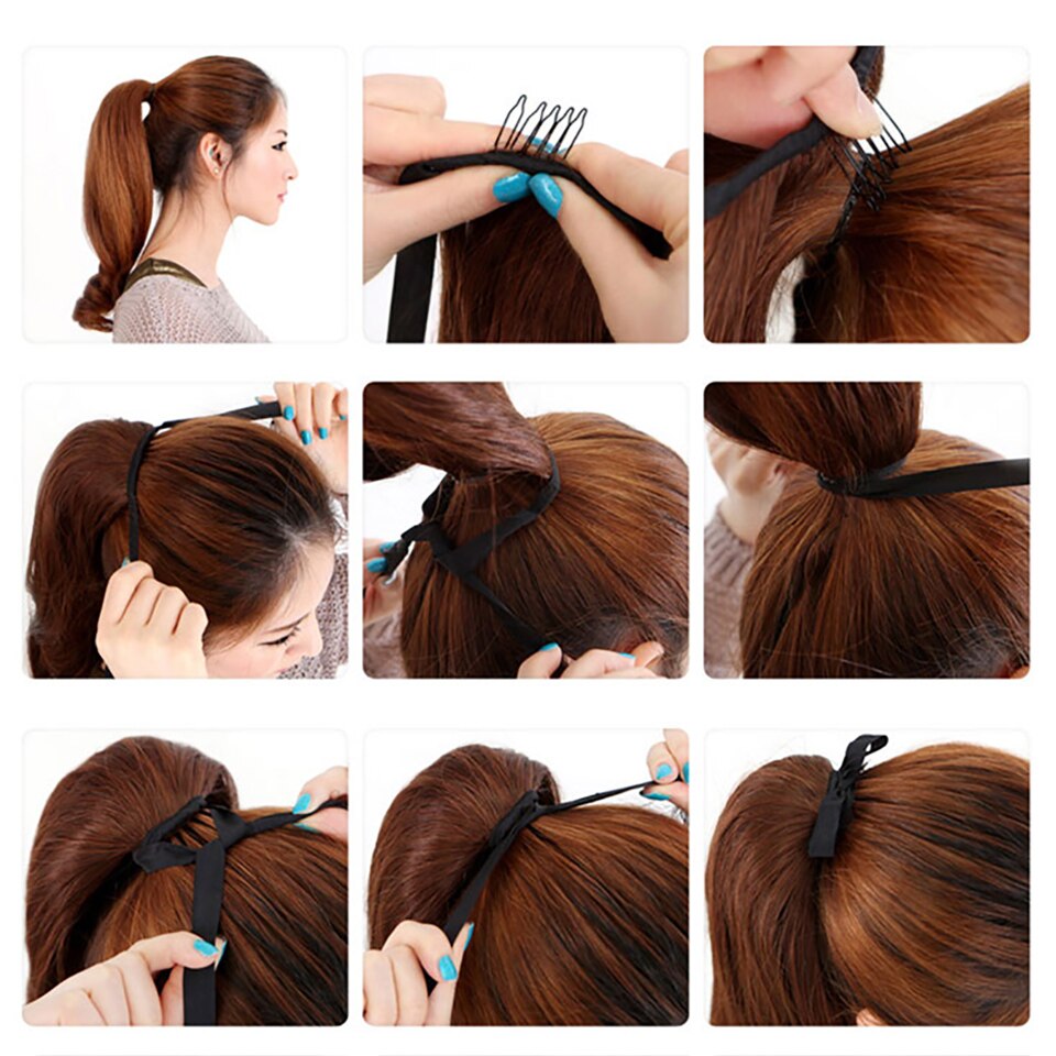 Talang lang corn culry sort hestehale til kvinder varmebestandig syntetisk snøre lang hestehale klips i hair extensions