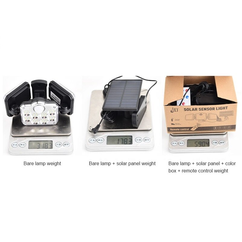 Solar Sensor Wall Light Three-head LED Rotatable Wall Lamp Garden Outdoor Street Intelligent Remote Solar Power Light