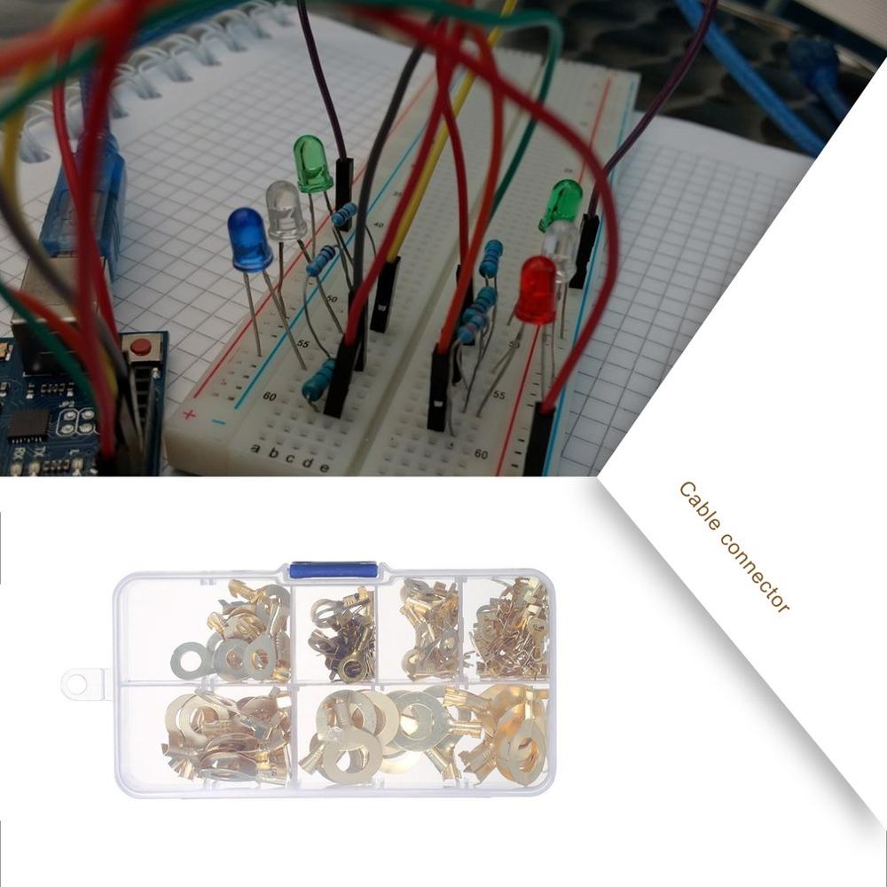 Unids/set 150, terminales doradas tipo anillo Latón Dorado, conectores de terminales de crimpado sin aislamiento, conectores de cables de 3,2 Mm-10,2 Mm