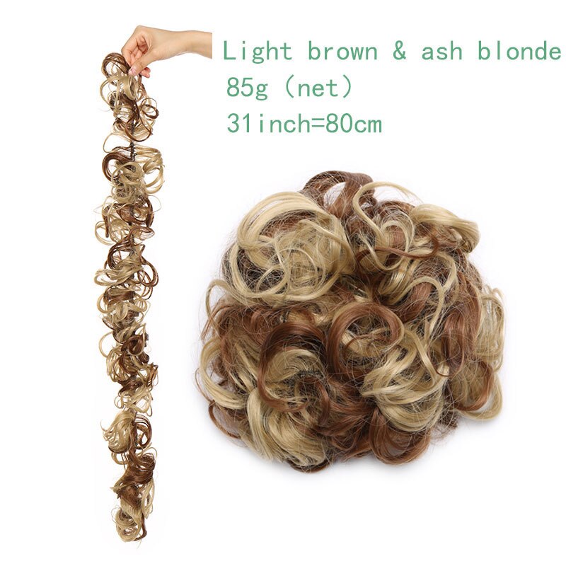 Coiffe à chignon synthétique de 14 couleurs 85g-S-noilite, bandeau caoutchouc de chevelure ébouriffée, postiches de coiffure, scrunchie d'extension capillaire, coiffure longue bouclée retroussée vers l'arrière: 1250