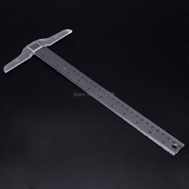 30cm/12" Plastic T-Square Metric Ruler cm/inch Double Side Scale Measuring Tool Whosale