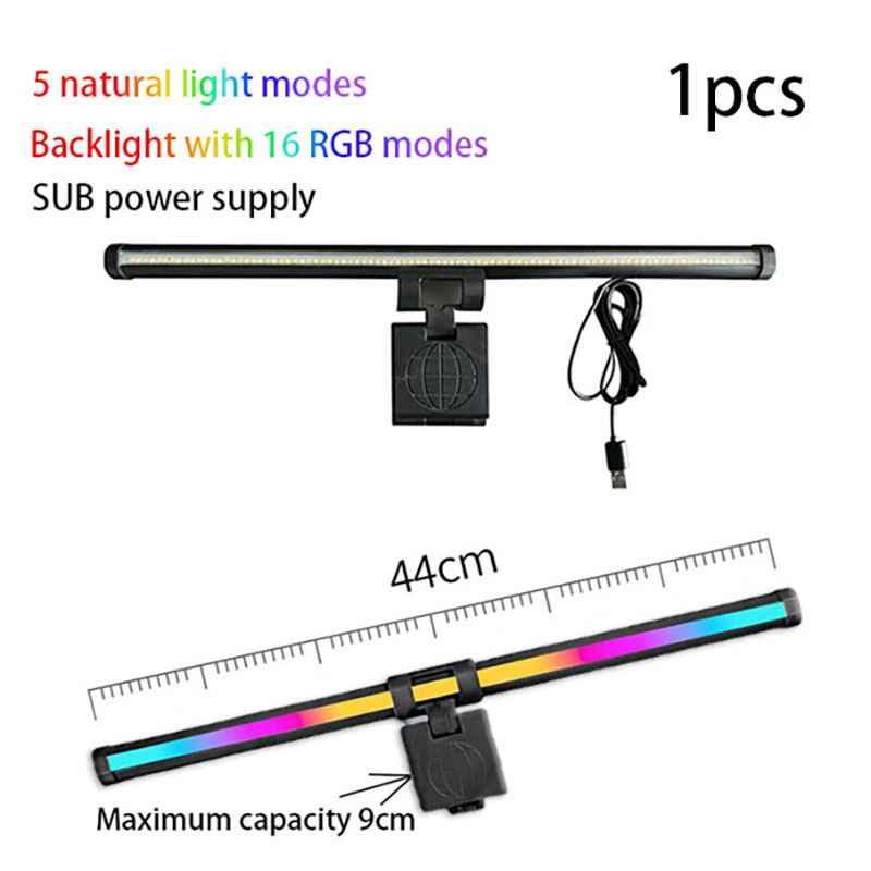 Barra de luz LED para Monitor RGB, barra Liaht para pantalla de Monitor, luz colgante regulable continua, luz de aprendizaje para juegos de trabajo, lámpara de ambiente RGB: Oro