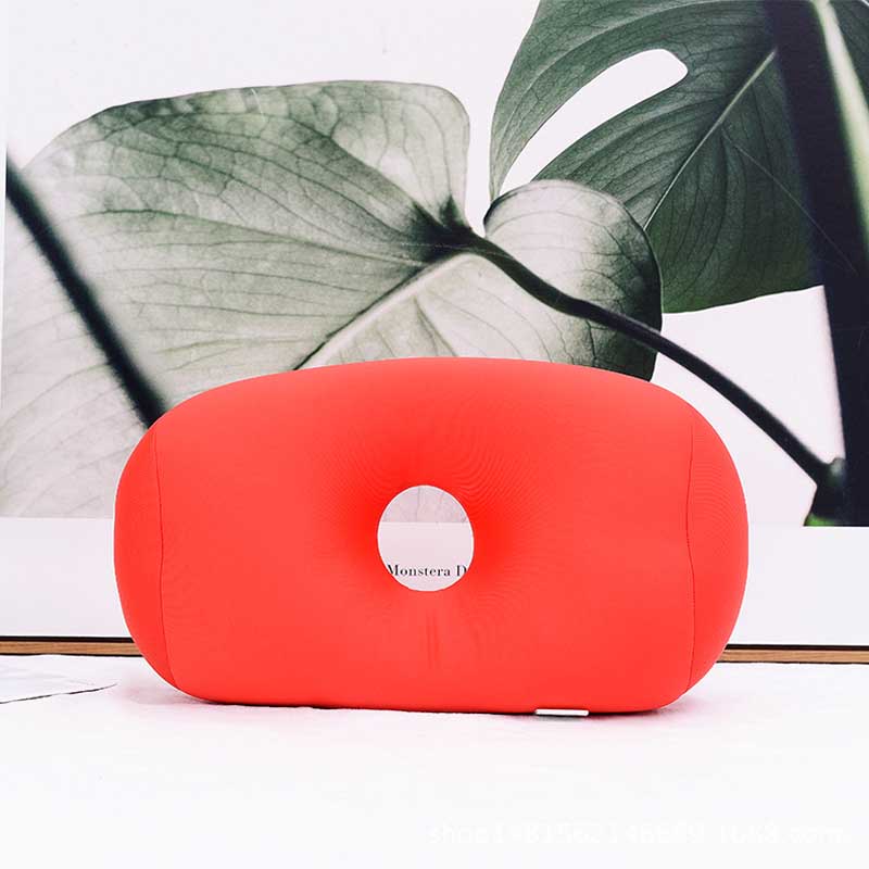 Almohada Cervical en forma de O para dormir, cojín de viaje con hueco, de mano, color rosa y gris, para oficina: red