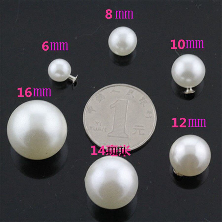 50 stk / lot 6-20mm abs perle nitende rhinestones tøj studs diy leverandør til brudekjole klud: 16mm 50 stk