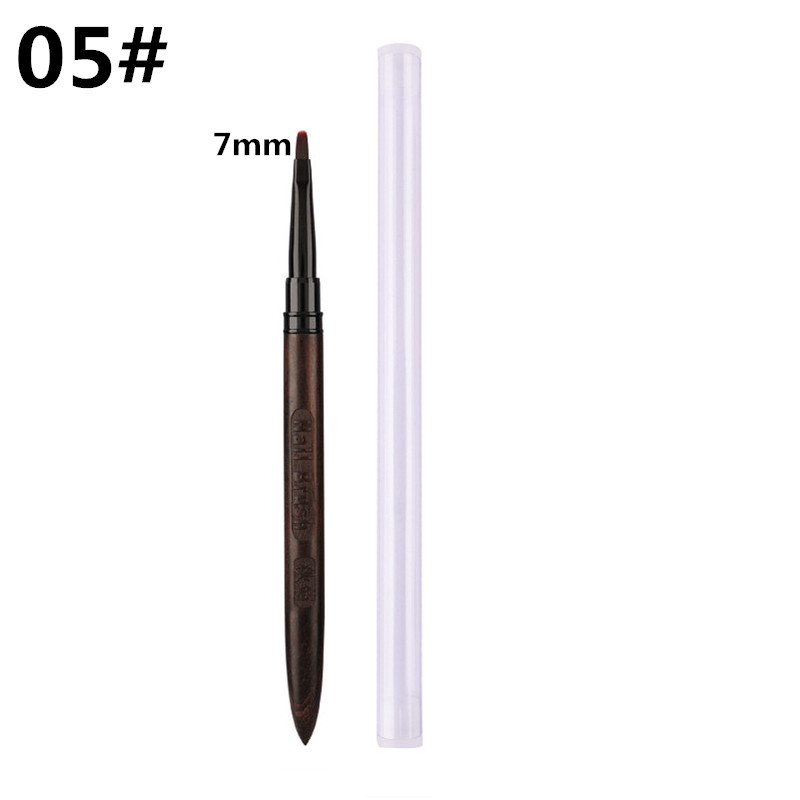 Pincel redondo con mango de madera para decoración de uñas, espátula Triangular, línea de pintura de dibujo, herramientas de manicura de Metal redondas y planas: Gris oscuro