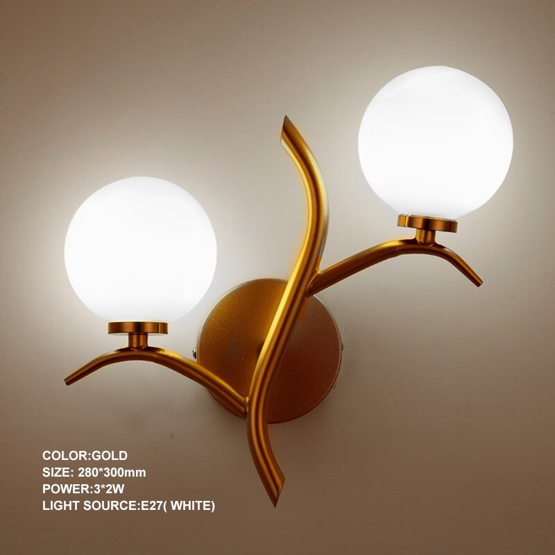 Decoratieve Nordic Blaker Wandlampen Met Glazen Kap Thuis Indoor Nachtkastje Led Wandlamp Hout Night Verlichting Armaturen G4: Glolden 2x3W White