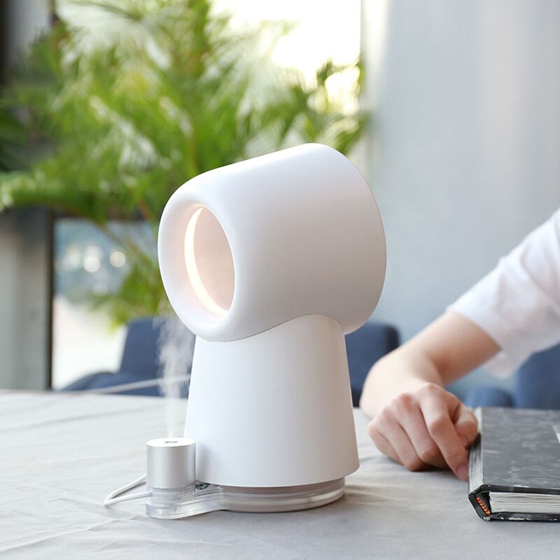 Humidificador sin aspas para el hogar y la Oficina, minivaporizador de agua con USB, generador de niebla, ventilador de refrigeración de aire de escritorio con luz LED nocturna