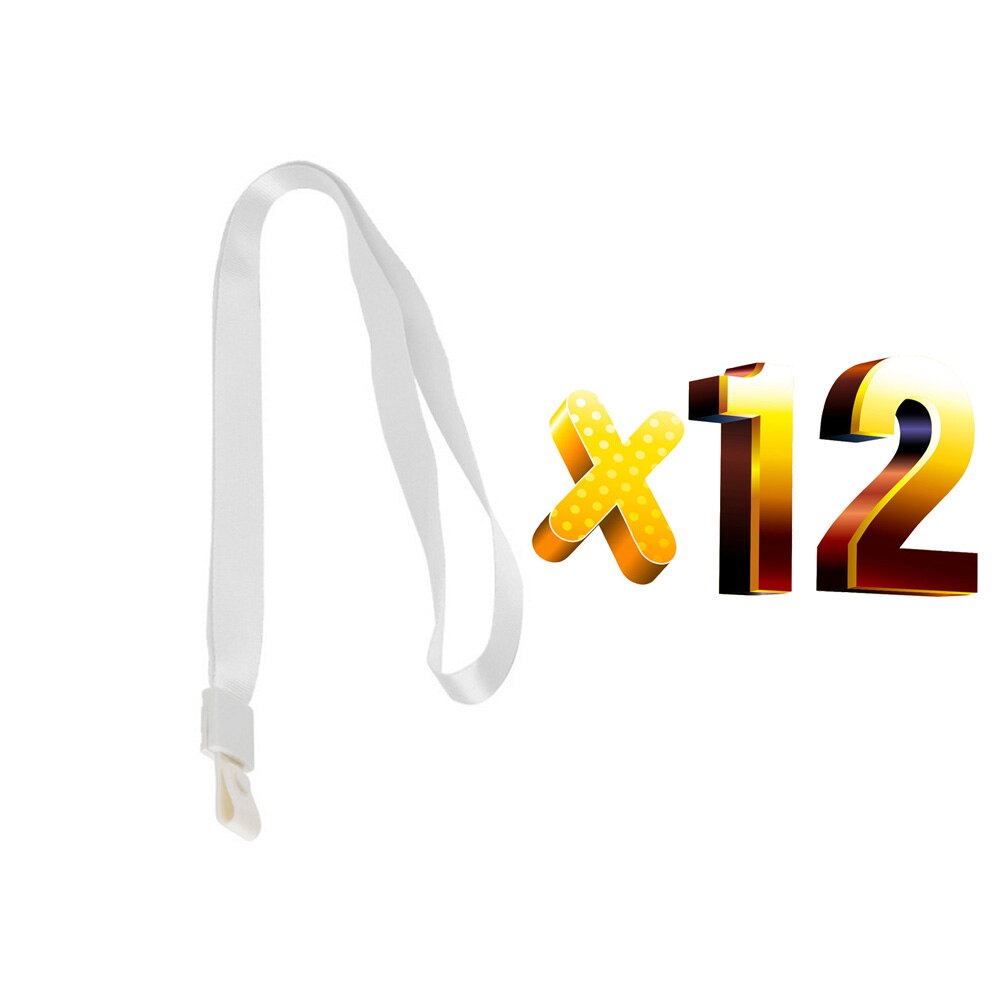 Lot 12pcs Color ID Card Holder Lanyards Soft Hook Badge Holder Strap Safe Neck Hanging Rope Wide Lanyard: White Lanyard