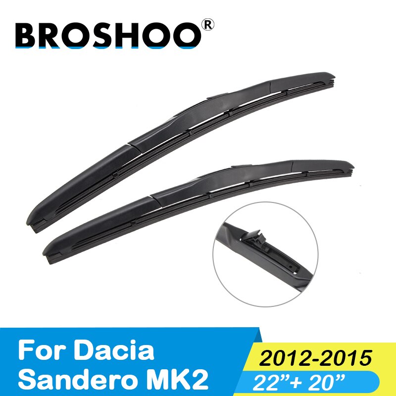 Broshoo ruitenwisserbladen van zacht rubber voor dacia sandero  mk1 mk2: Mk2 2012-2015 2220