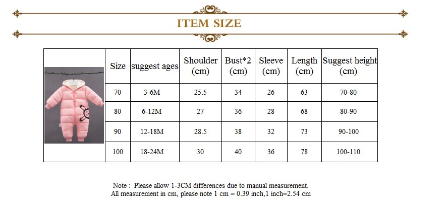 spring Winter Jumpsuit Baby Newborn snowsuit Snow Wear Coats Boy Warm Romper 100% down Cotton Girl clothes Bodysuit 0-18M