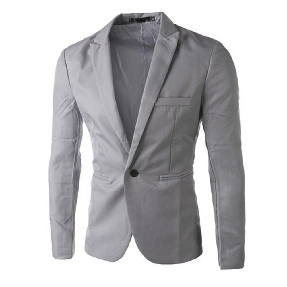 solid Men Blazer Casual Suits Slim Fit suit jacket Men Sping Costume Homme,Terno Masculin Blazer jacket d90509: Gray / M