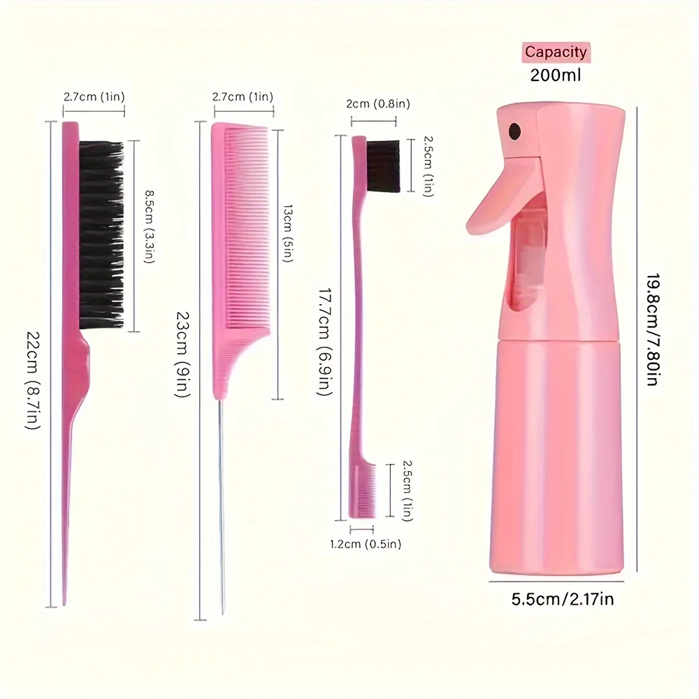 Juego de peines para peinar el cabello de 4 piezas: incluye cepillo para borde de cola de rata y cepillo negro liso, herramientas de peinado de peluquero para todo tipo de cabello