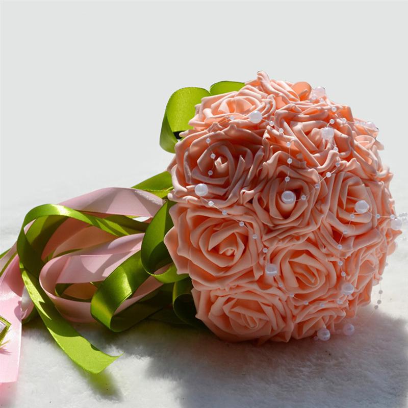 Bryllupsbukett silke brudepikebukett brudebukett kunstige blomster til bryllupsfest: Stil 7