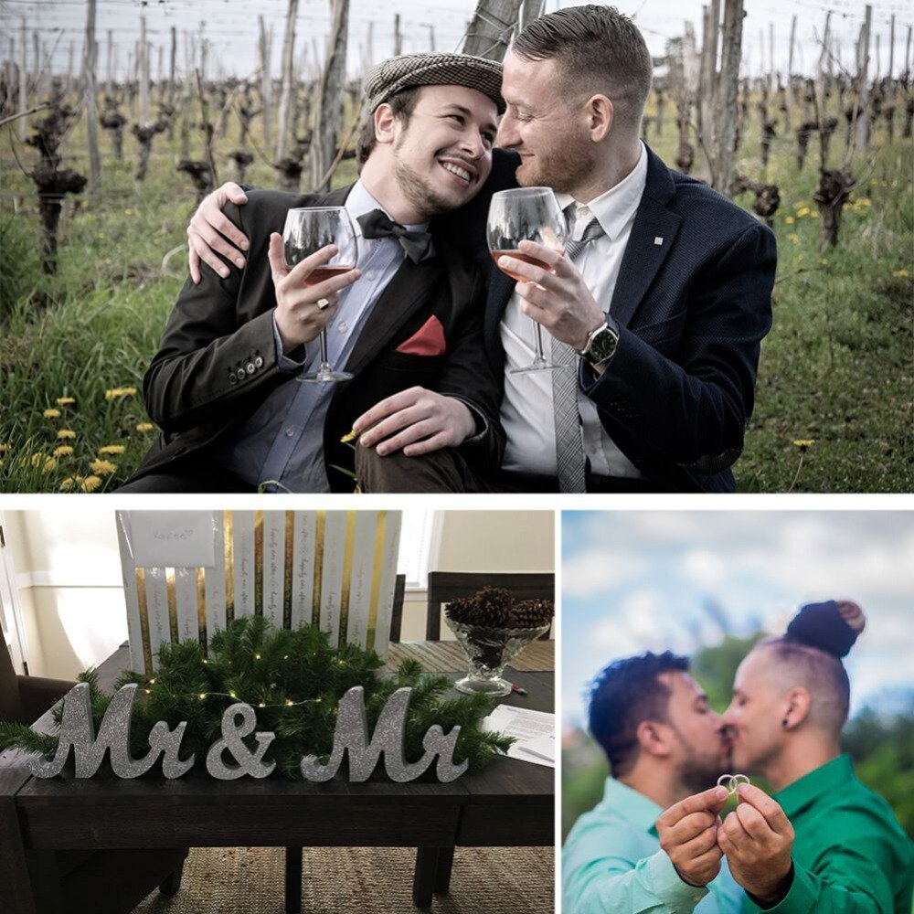 Mr & mr / mrs & mrs træ bogstaver underskrive bryllupsfest borddekorationer elsker foto rekvisitter