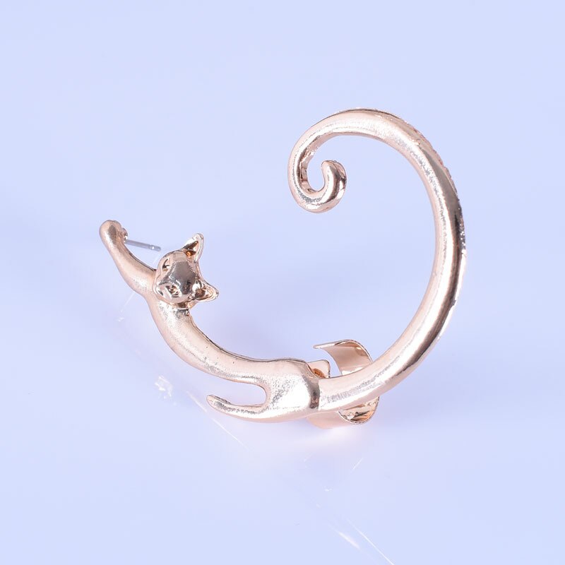 Pendientes de Clip con forma de gato para mujer, aretes con Clip, Orecchini, joyería de: Gold