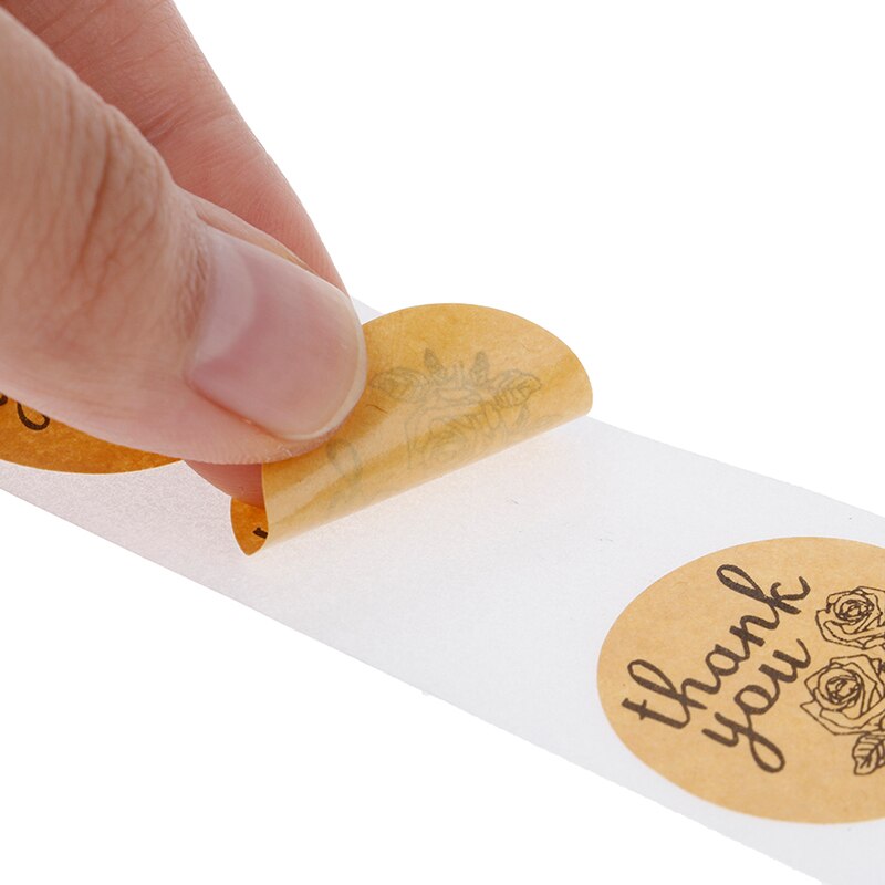 500 Labels Per Roll Round Natural Kraft Thank You ... – Grandado